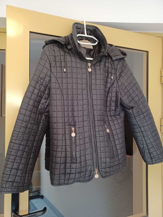 Kurtka z kapturem czarna-grafit ciemny marki Andrea Lee.it rozmiar M.