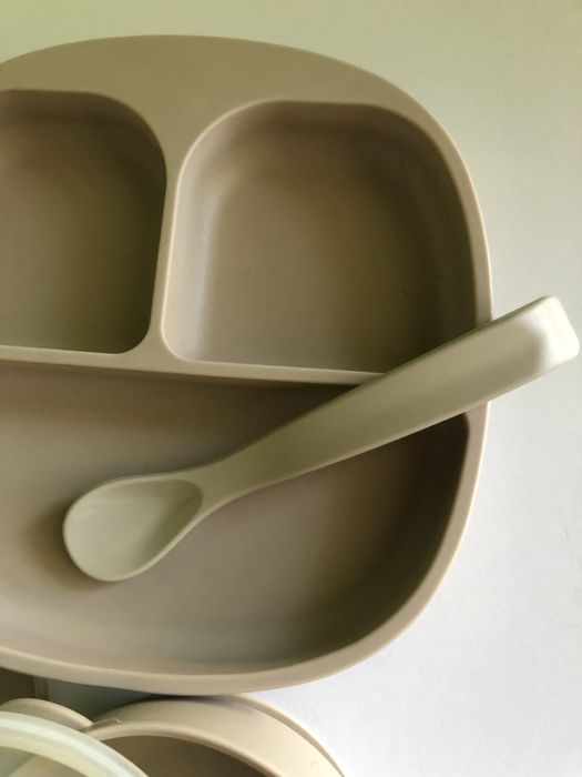 Набір силіконового посуду на присосці для дітей, посуд для прикорму