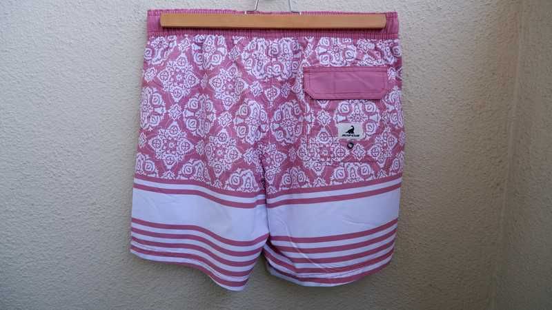 Calçao Fato Banho Surf Vermelho Branco - Homem