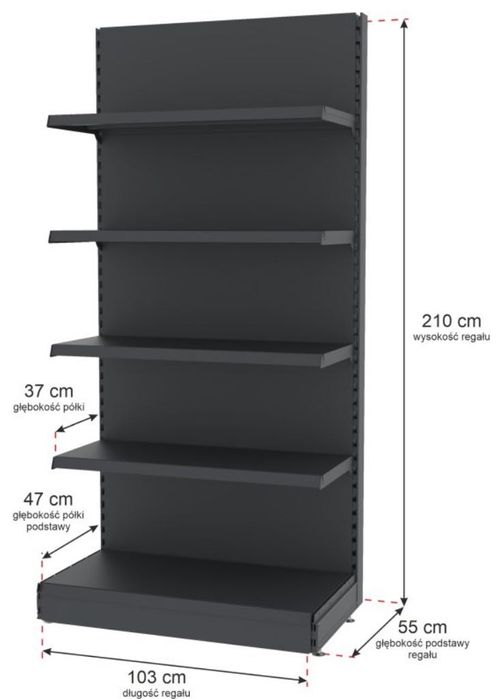 Regały sklepowe - meble MAGO kolor grafitowy