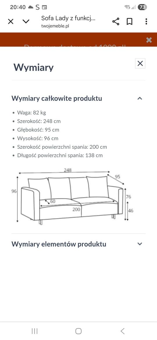 Sofa z funkcja spania