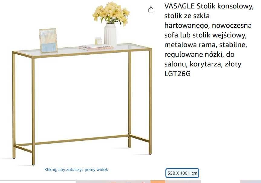 Konsola#Stolik konsolowy#toaletka , złoty