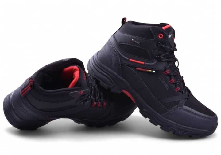 Buty Męskie Zimowe BADOXX SoftShell za kostkę czar/czerw r.44 wys.24h