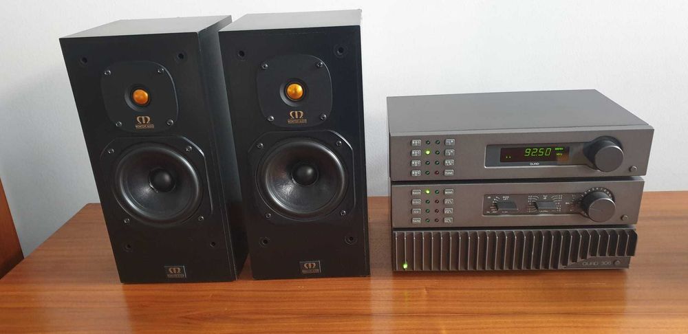 Amplificador Pré Sintonizador  Quad 306, 34, FM4 Colunas Monitor Audio