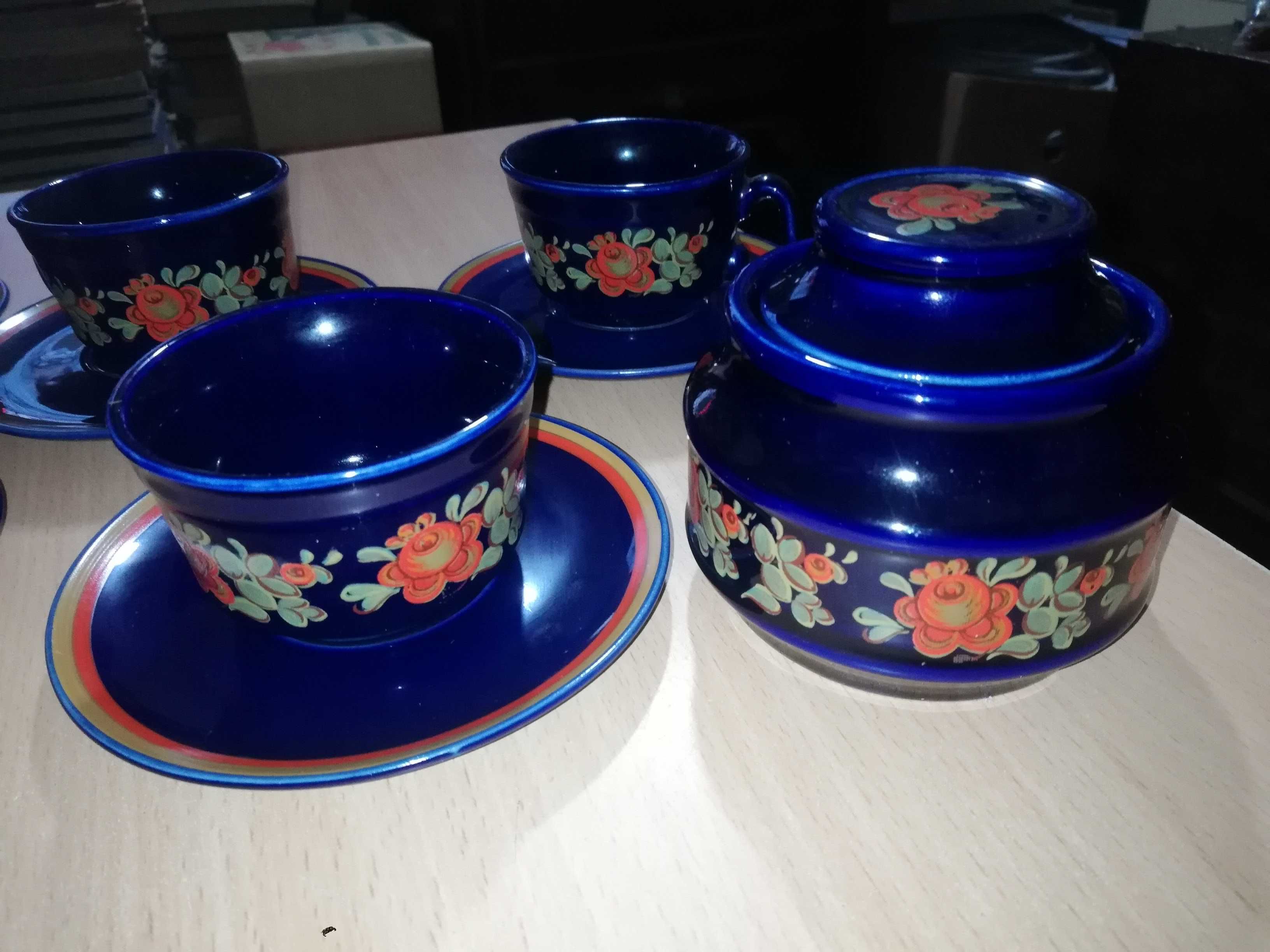 Stary serwis porcelit Pruszków kobalt PRL   M