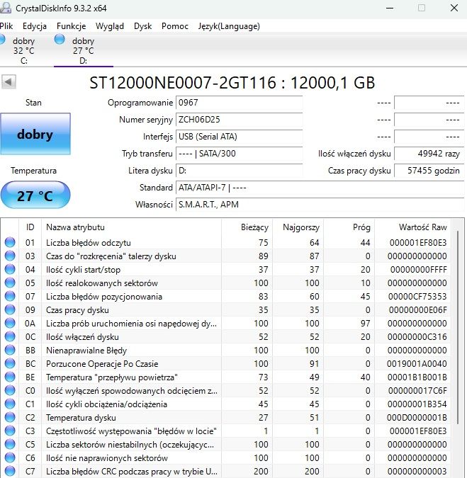 WD 12 TB Seagate 12TB Stan bdb