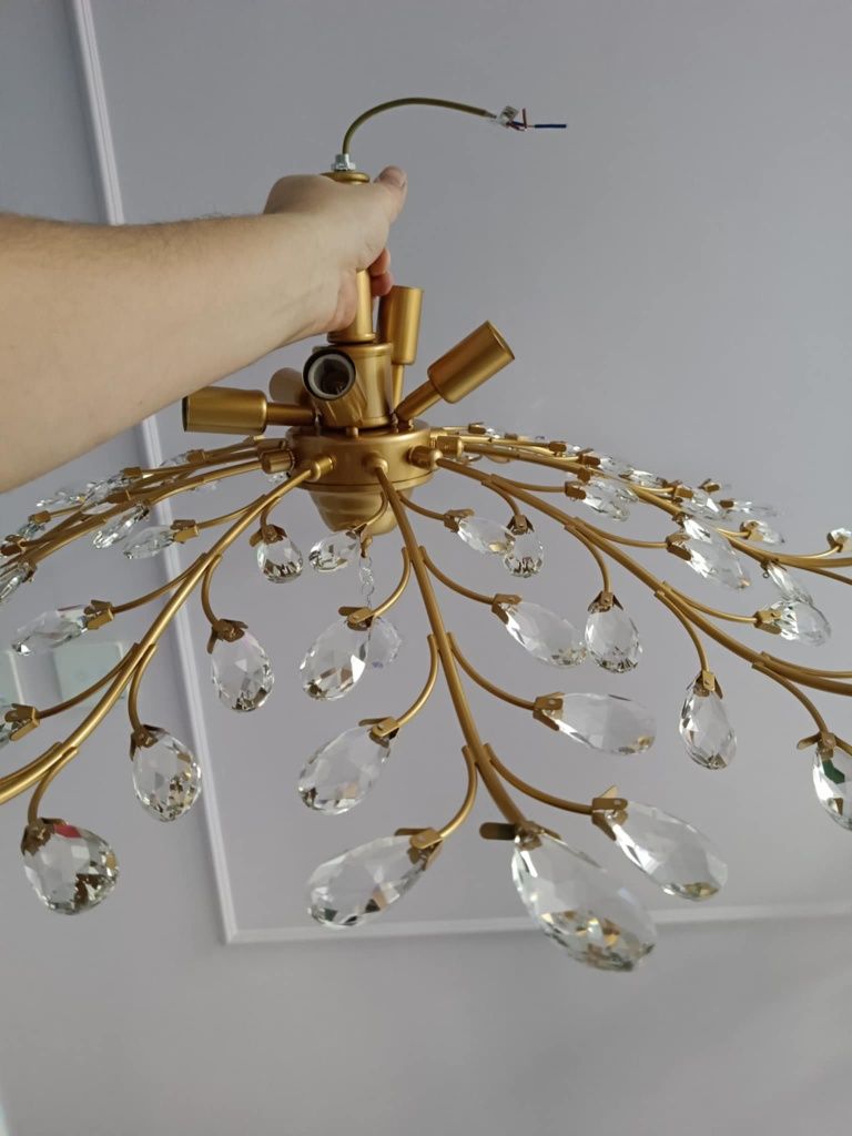 Piękna wisząca lampa na 5 żarówek- kryształy, nowa !