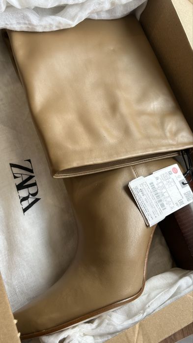 Нові Осінні шкіряні чоботи сапоги Zara 39 розмір на ногу 24,5 - 25 см