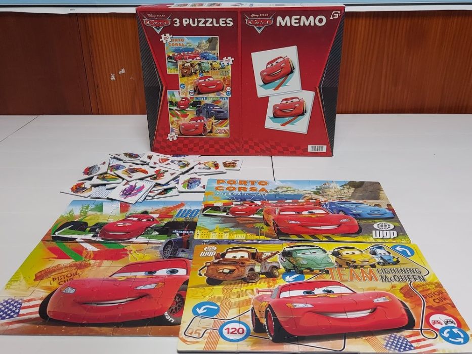 Pack de 3 Puzzles Cars Faísca McQUENN e Jogo da Memória, Disney