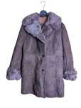 90s Vintage Shearling Sheepskin Leather Coat Płaszcz Kożuch Wełna