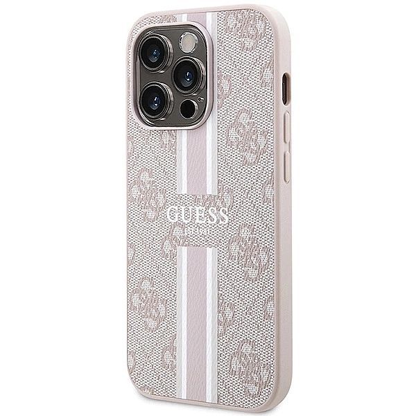 Etui Guess 4g Printed Stripes MagSafe na iPhone 15 Pro Max - różowe