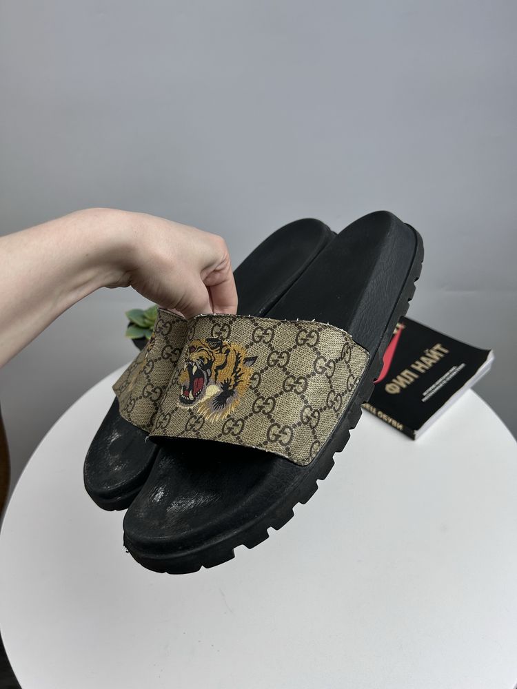 Тапки чоловічі Gucci GG Tiger Monogram оригінал монограм 45-46р hermes