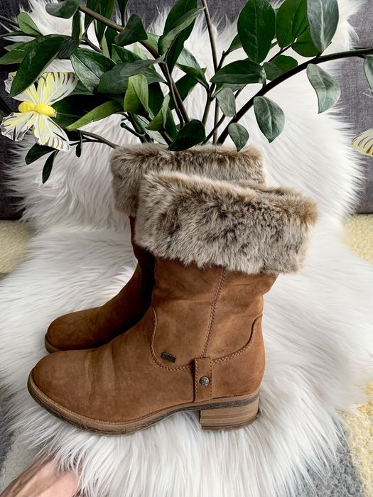 Rieker 39 brązowe kozaki skóra nubuk