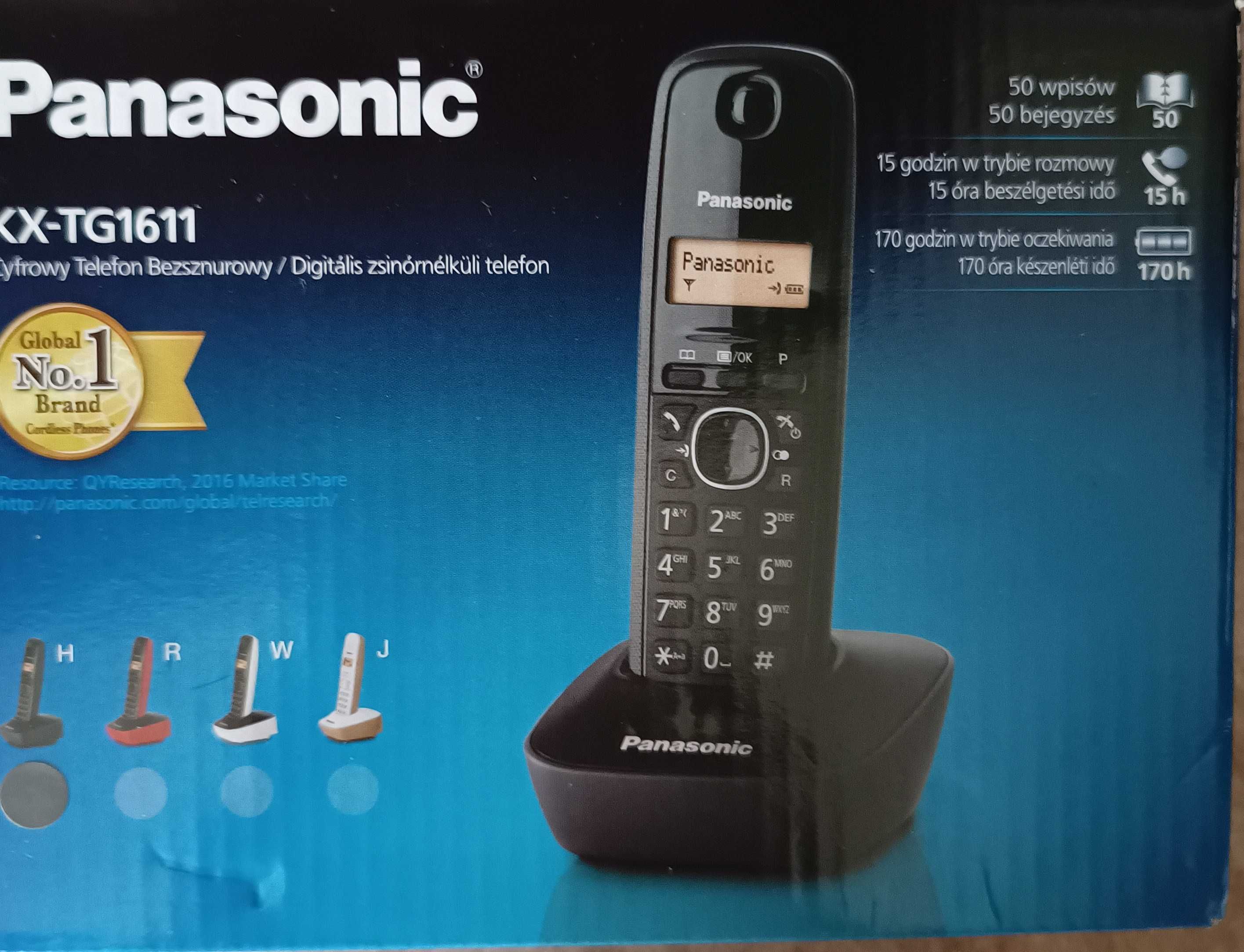 Telefon bezprzewodowy stacjonarny Panasonic czarny zestaw