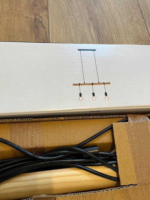 Lampa wisząca GoodHome Hornero 3 x E27 drewno - NOWA