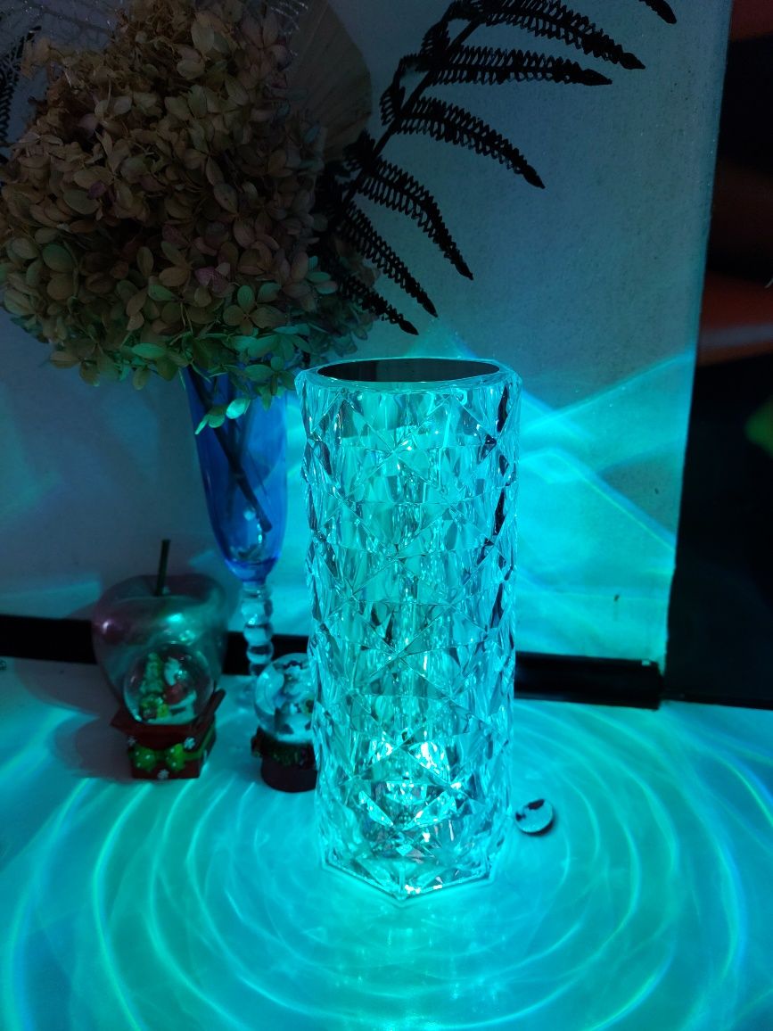 Lampa LED dotykowa Lampka Kryształowa Kolorowa Róża Kryształ RGB Pilot