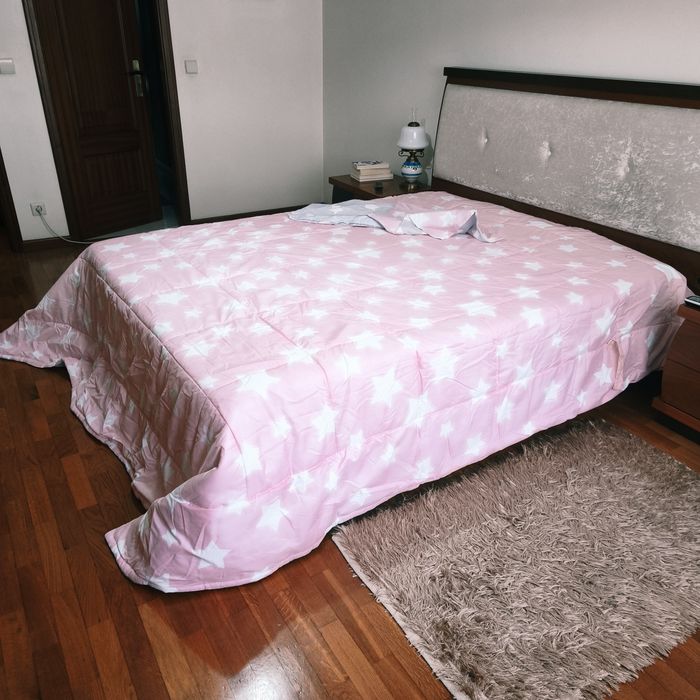 Edredão de inverno inversível cor-de-rosa/ cinza (250/270)