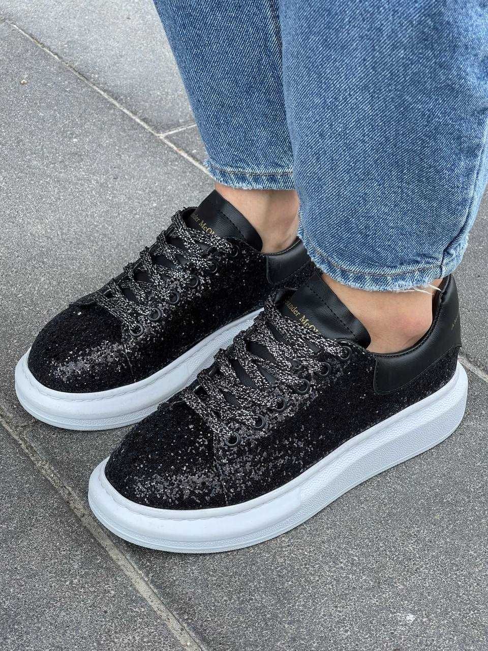 Жіночі кросівки Alexander McQueen Glitter ‘Black’ (37, 39 р.)