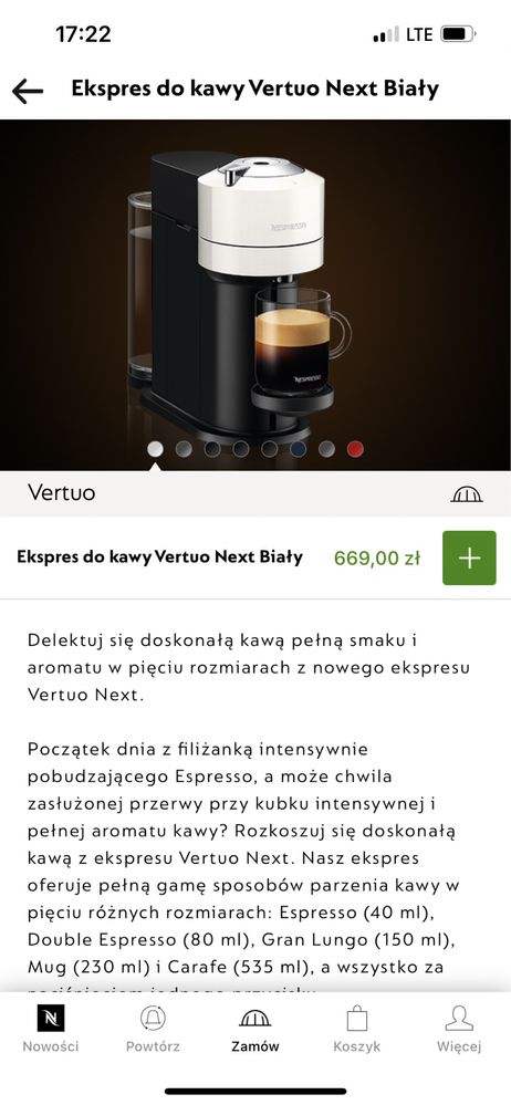 Ekspres kapsułkowy do kawy Nespresso vertuo