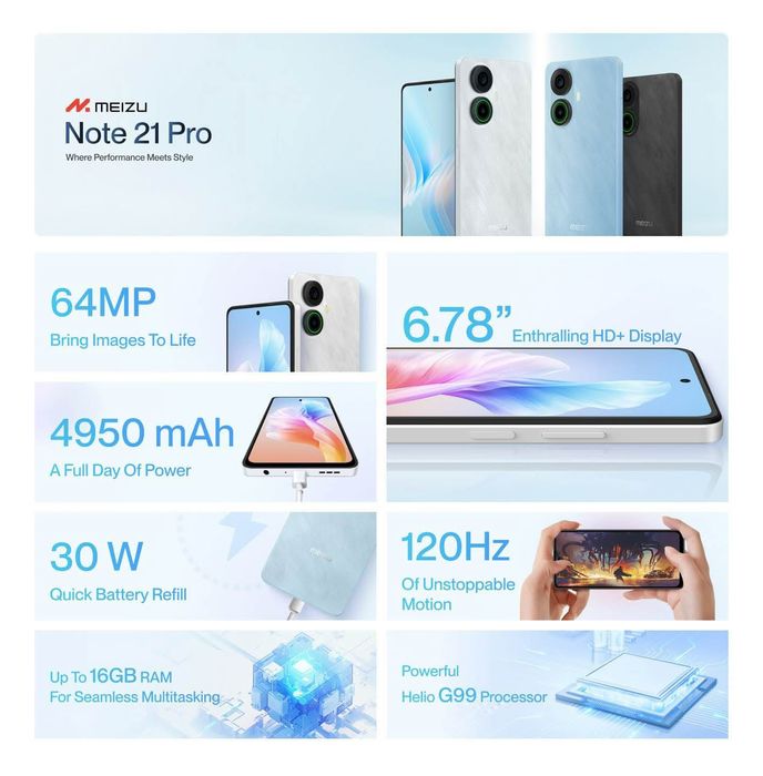 Смартфон Meizu Note 21 Pro 8/256GB NFC (Blue) Global