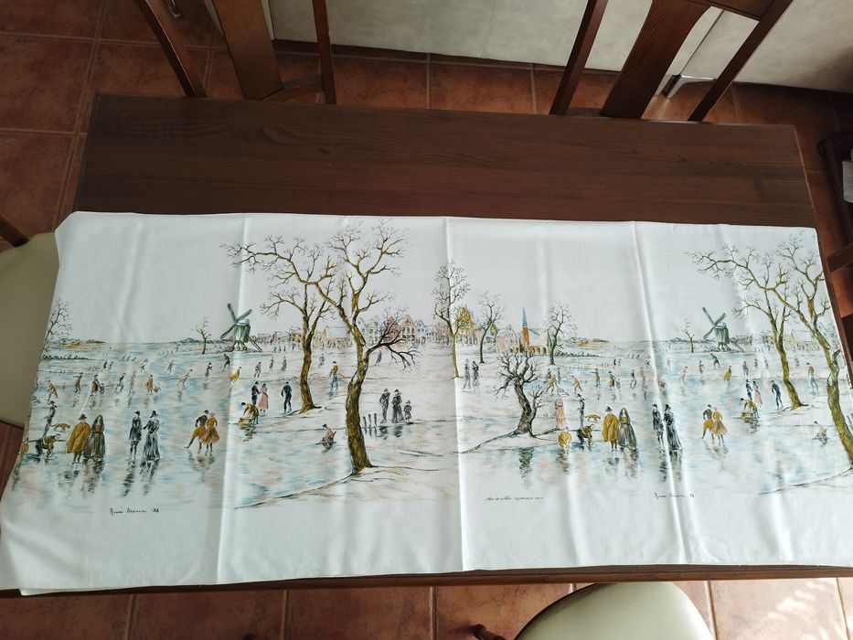 Toalha de mesa com pintura estilo holandês