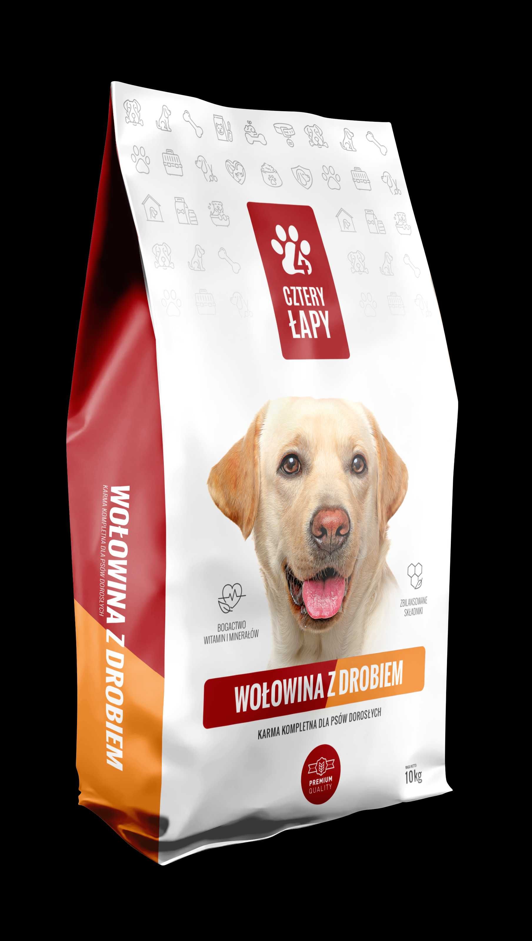 Karma sucha Cztery Łapy PREMIUM wołowina z drobiem 10 kg