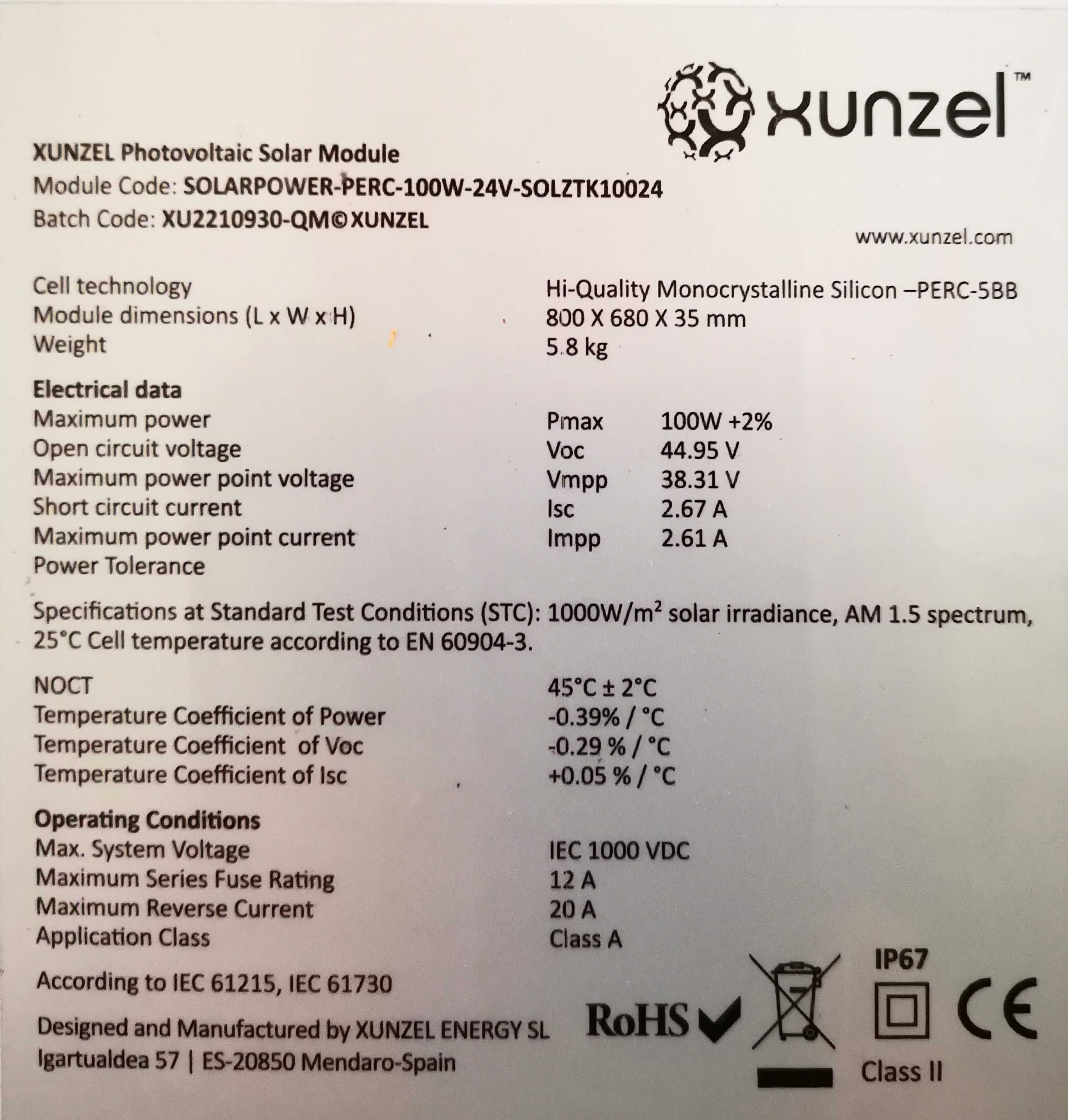 9 Paineis solares fotovoltaicos 100 W muito compactos (preço/unidade)
