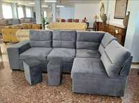 LIQUIDAMOS! NOVO SOFA CAMA + 2 PUFF  VELUDO ENVIO GRATIS
