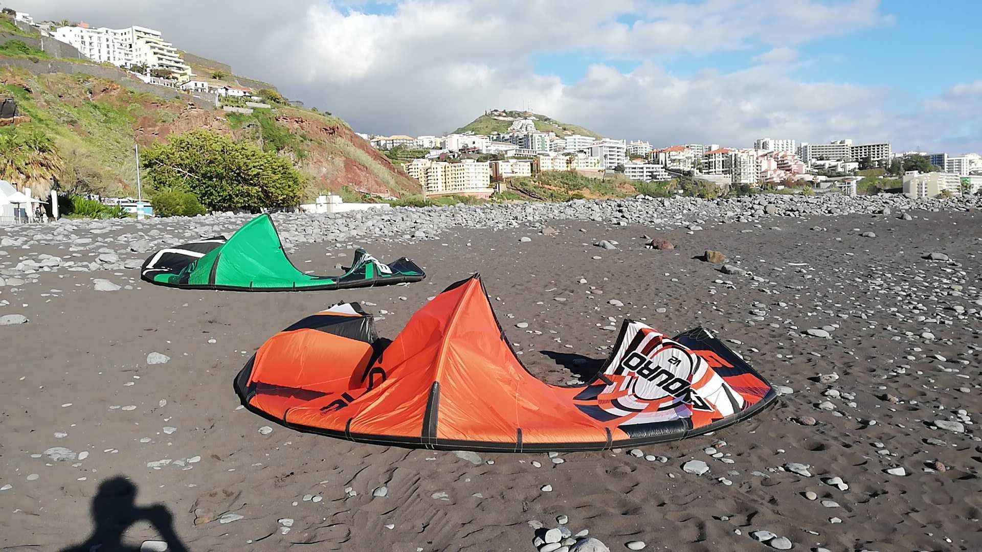 Kites ozone enduros 12mt v1 + 9mt v2 + barra + prancha  twintip rrd