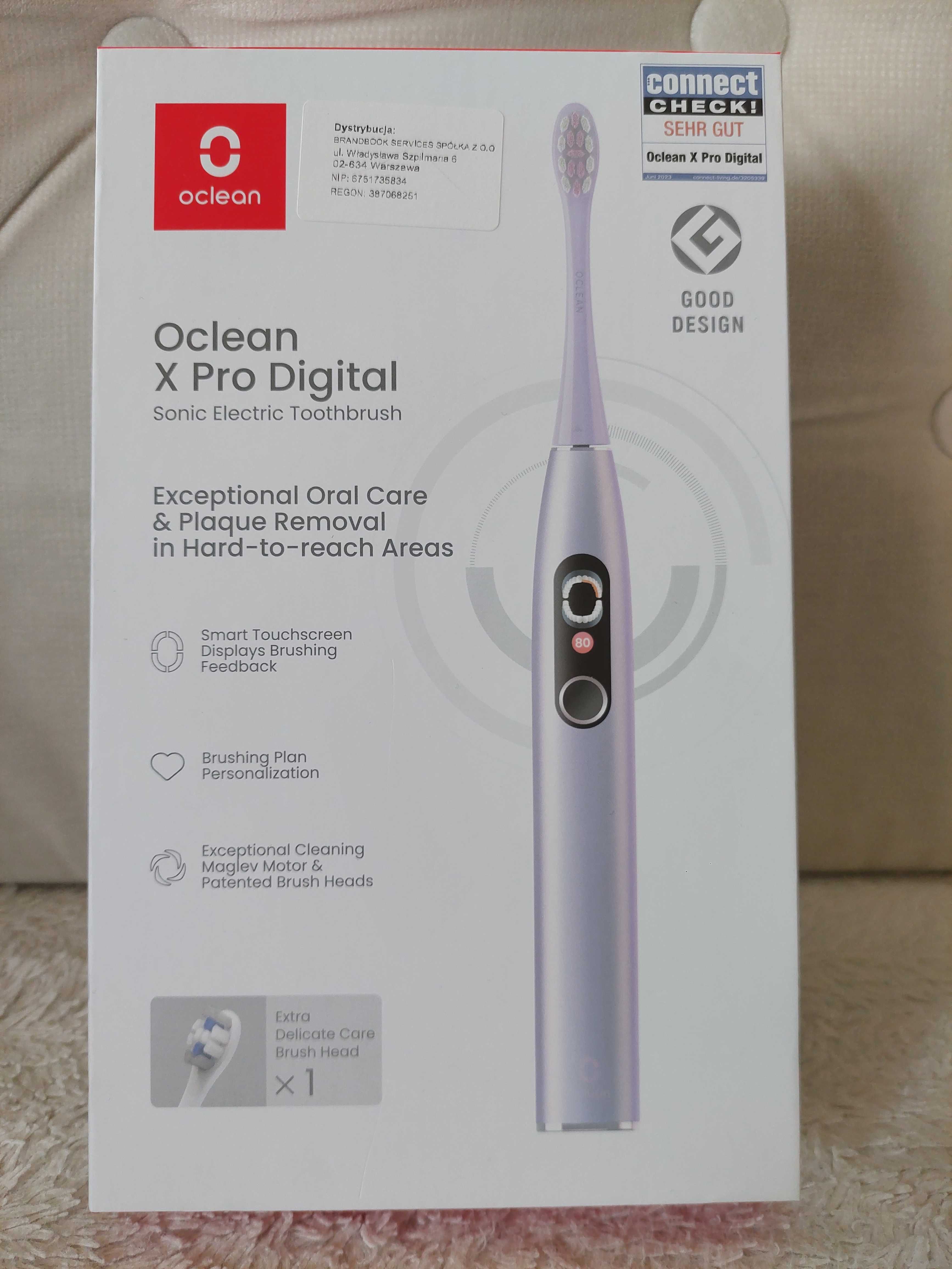 Szczoteczka soniczna OCLEAN X Pro Digital Fioletowa i zapasowe glowki
