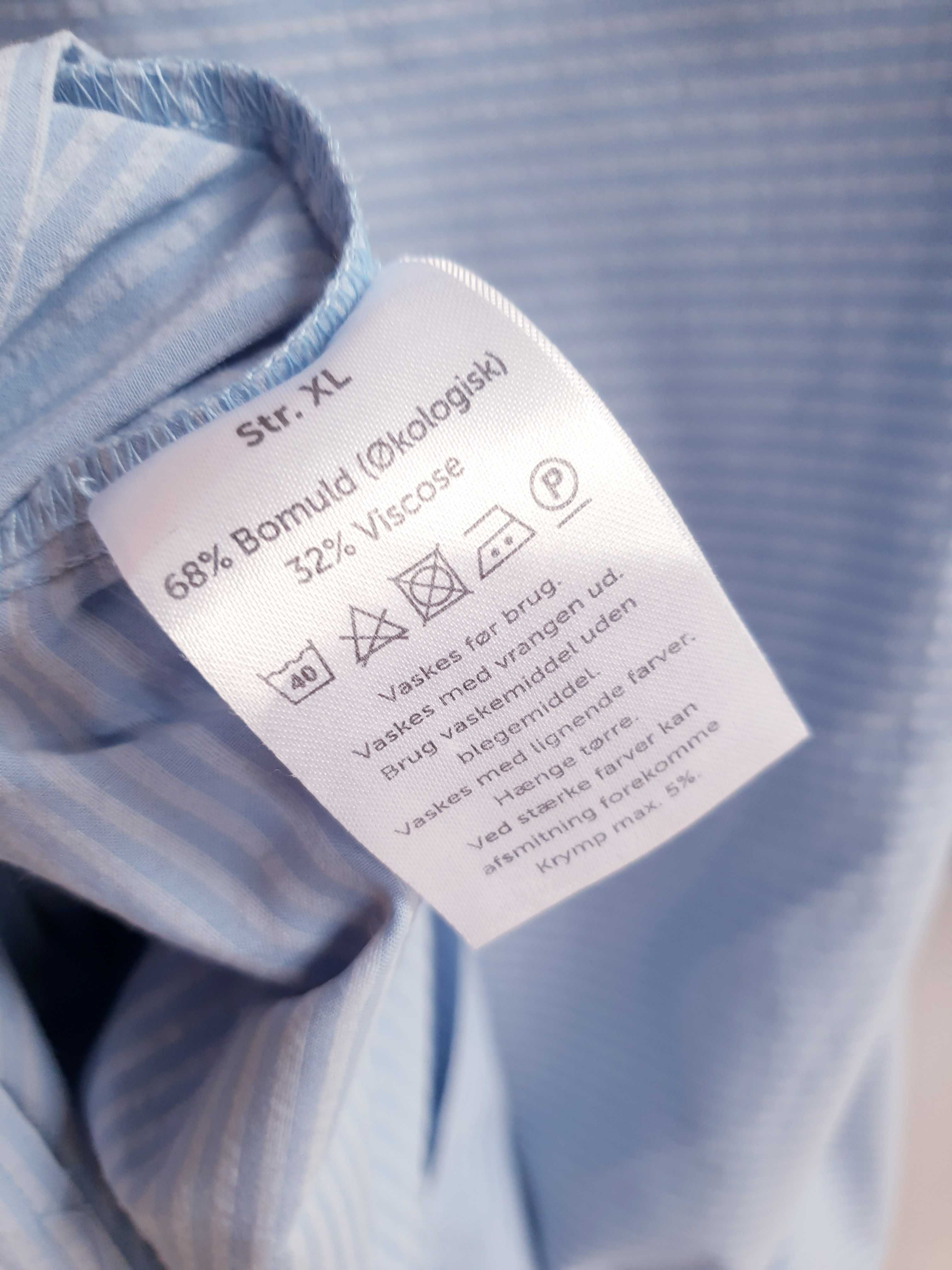 Niebieska bluzka w paski t-shirt bufiasty rękaw VRS 42 oversize