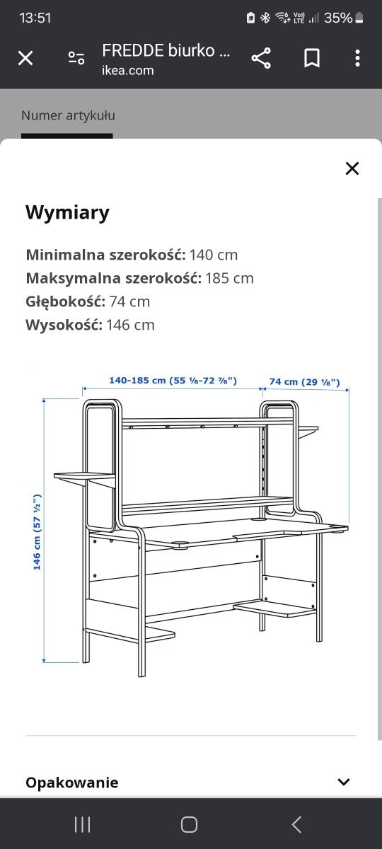 Biurko gamingowe Fredde IKEA