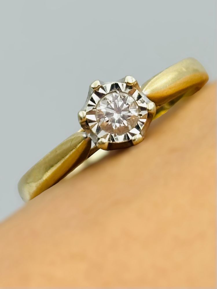 Pierścionek Złoty z Brylantem 0.15ct 585/14k 2.03g roz13 Certyfikat