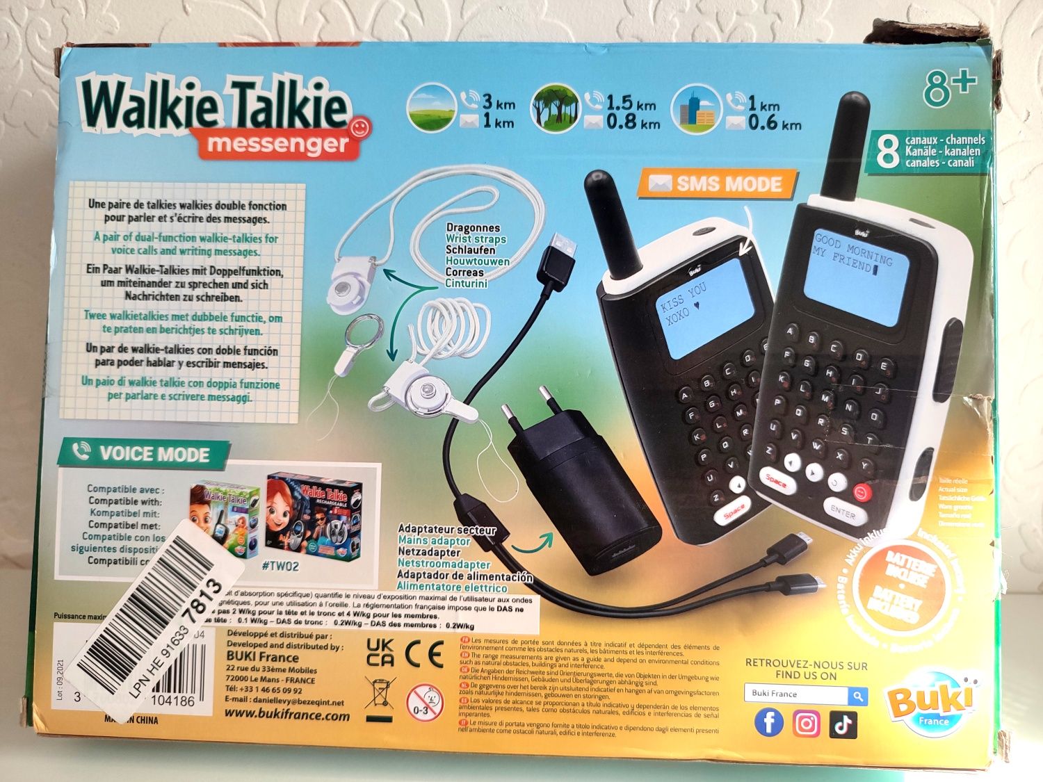 Walkie Talkie telefon SMS Buki 1km/3km zasięg