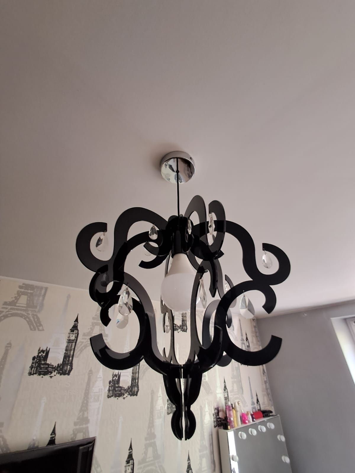 Lampa wisząca sufitowa Katerina Nowodvorski czarna, kryształki