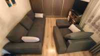 Komplet wypoczynkowy sofa + fotel + pufa