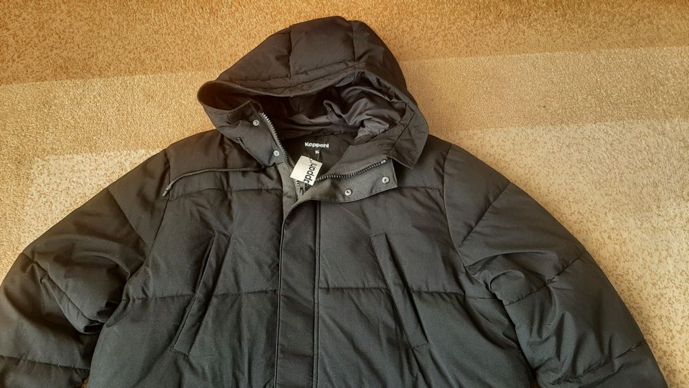 Kurtka zimowa męska ocieplana kaptur czarna XL Kappahl