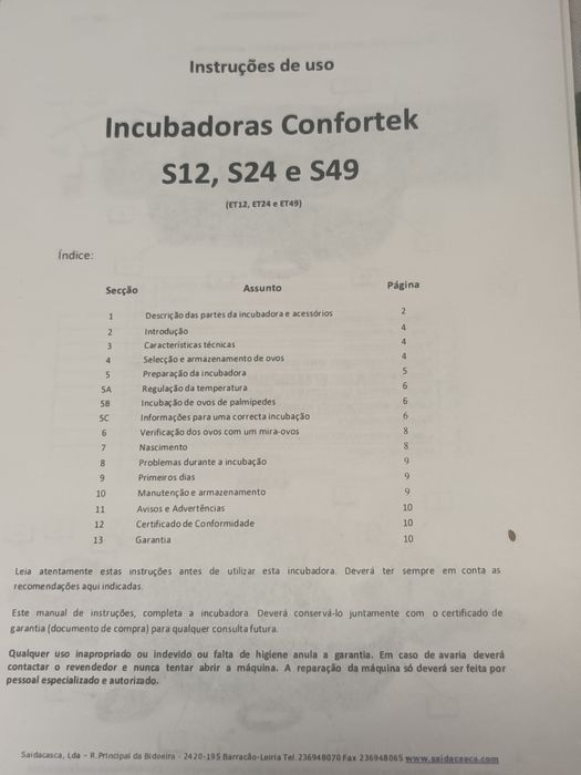 Incubadora Confortek S24