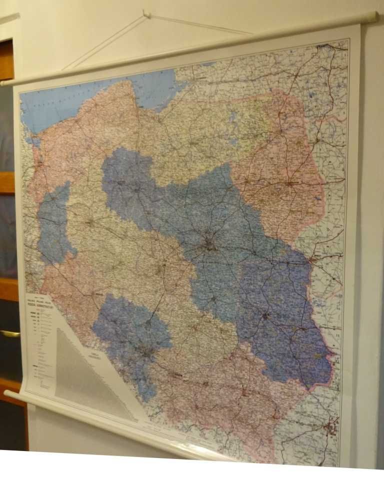 Polska Podział Administracyjny, Mapa Ścienna Duża Historyczna 1998 Rok