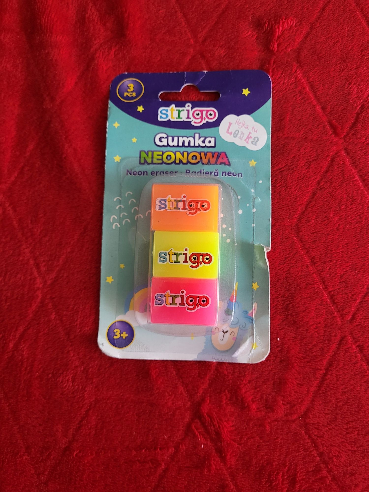3pak. Gumka neonowa Strigo