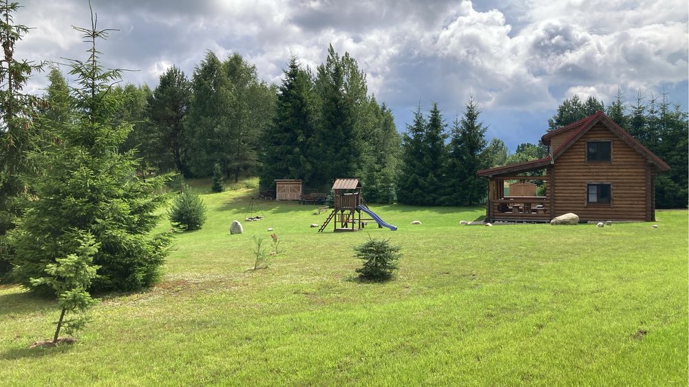 Domek na Mazurach, domek drewniany, las, Mazury, cisza, Mrągowo