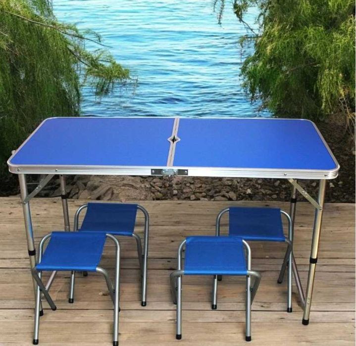 Стіл для пікніка, кемпінгу туризму саду, 4 стільці світле дерево