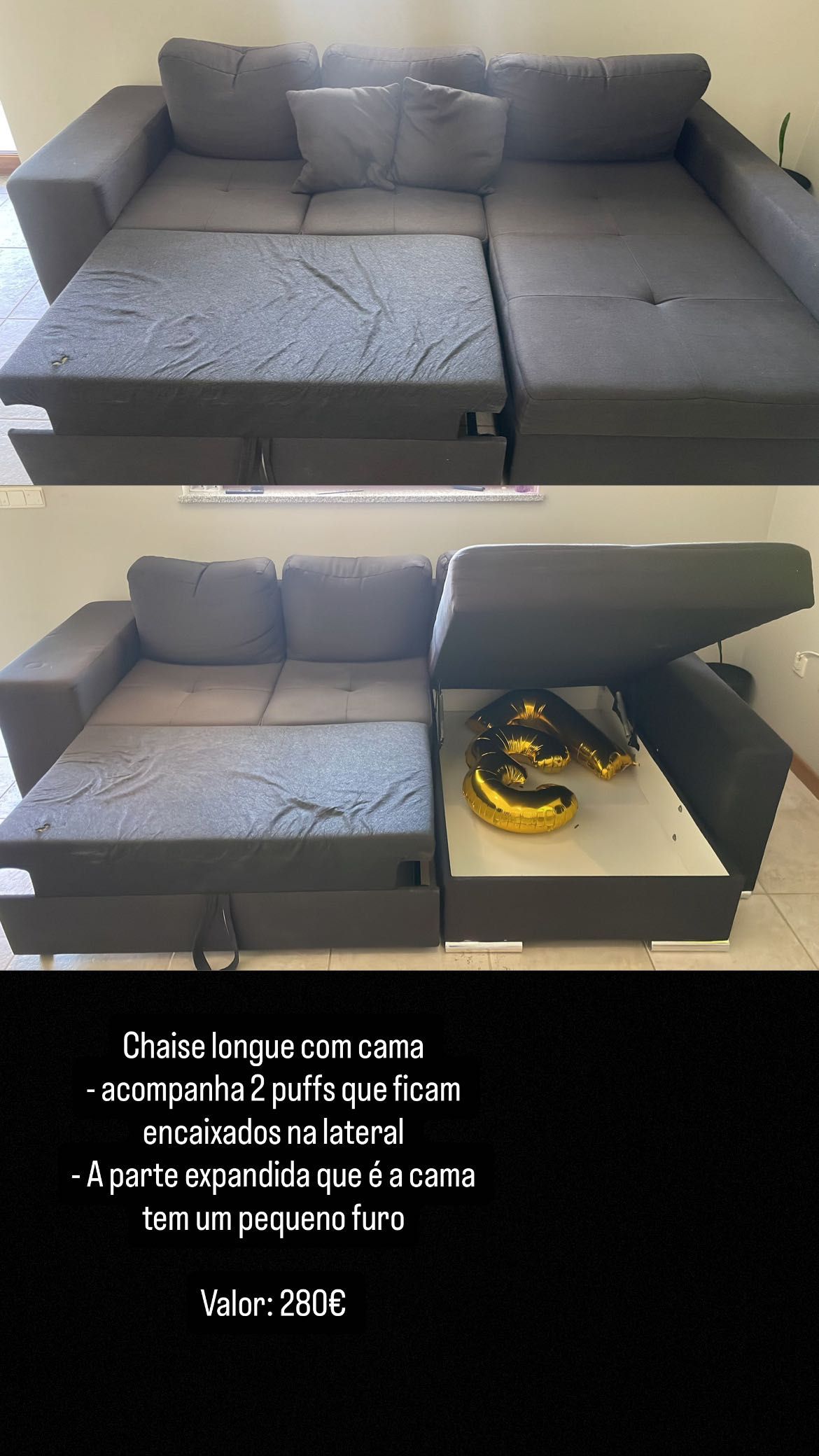 Sofá cama Chaise longue com cama