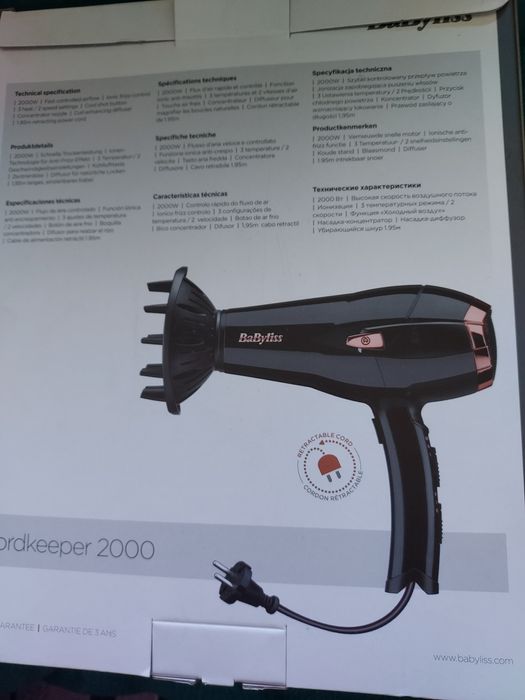 Secador BaByliss  Cordkeeper 2000