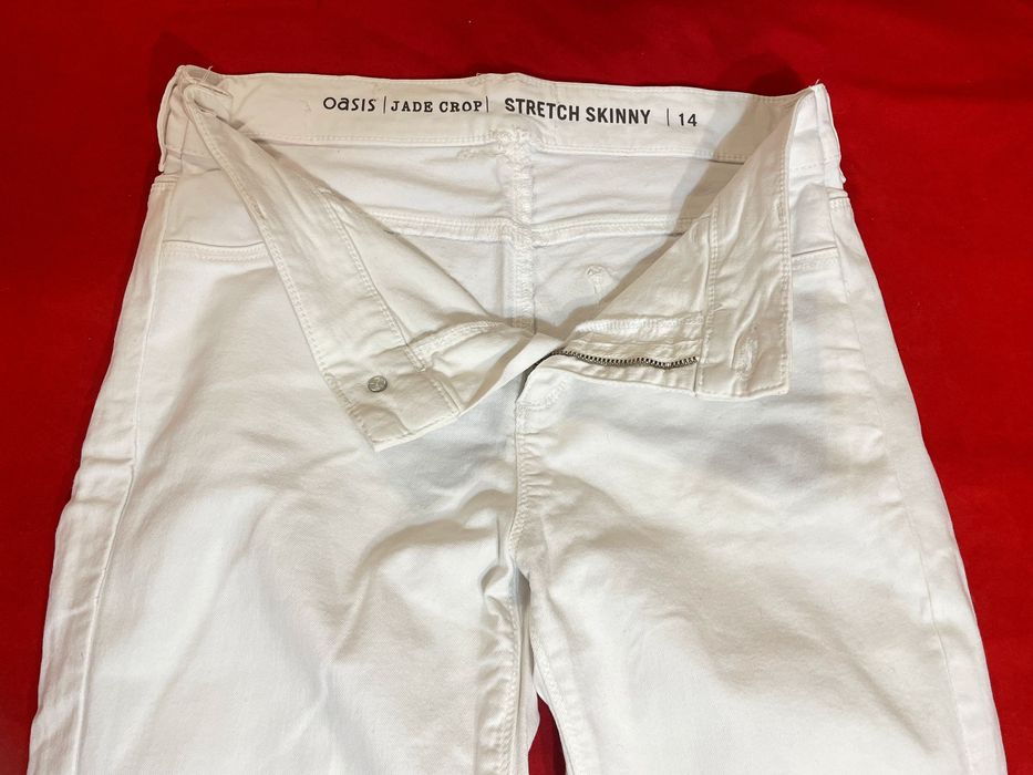 OASIS Białe jeansy stretch skinny, r. 38/40