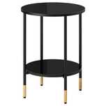 IKEA Asperod stolik szklany czarny złoty okrągły