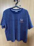 T-shirt Cropp granatowy w paski rozmiar L