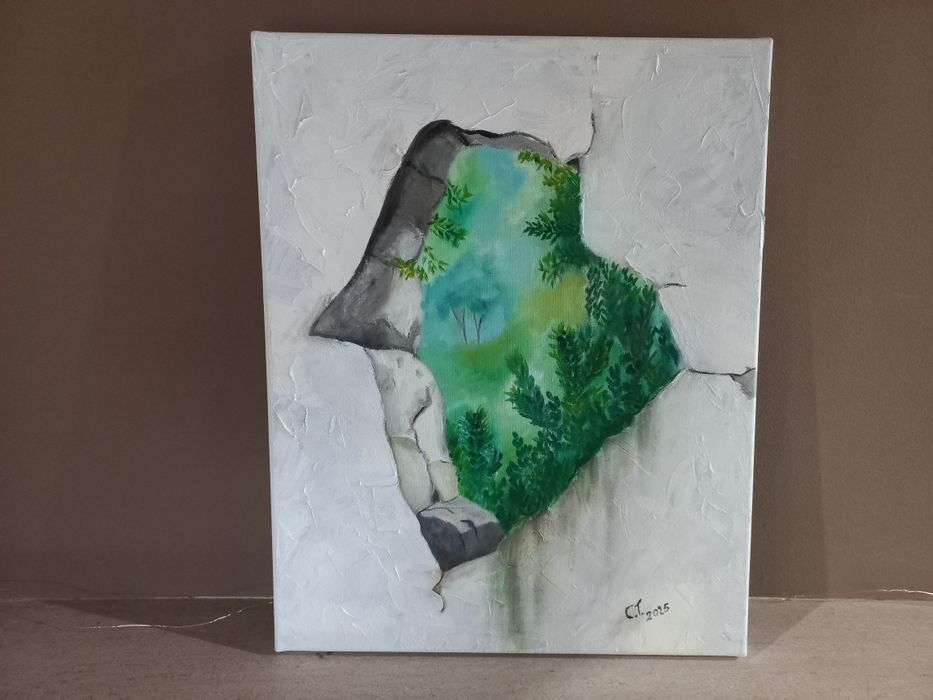 Quadro Pintura a óleo simulando a figura de um buraco