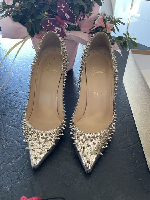 Szpilki Christian Louboutin 38 Escarpic 100 Lame Mercure Golden