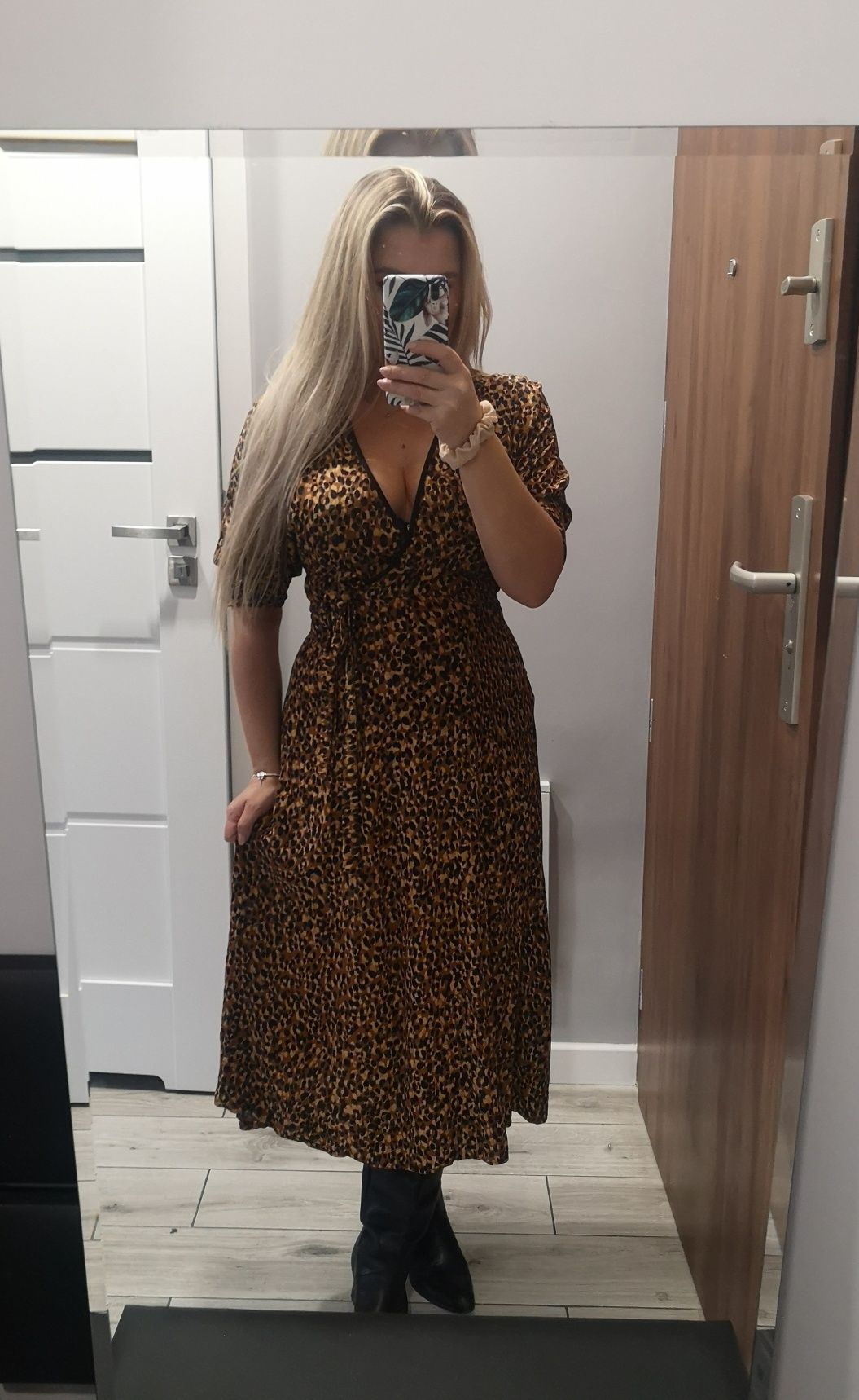 Zara - sukienka w panterkę midi S